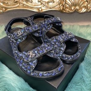 Chanel tweed dad sandals BNIB